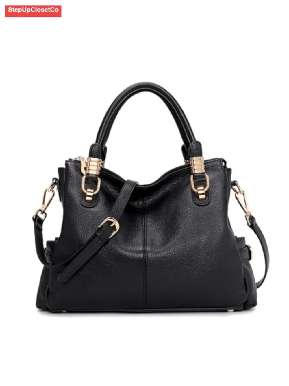Top Grain Pebbled Cowhide Leather Satchel Tote Crossbody Shoulder Bag